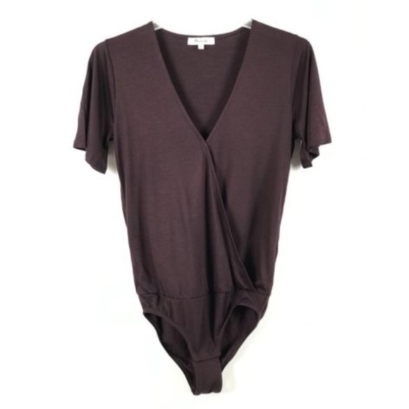Madewell Tops - Madewell wine color wrap drape front bodysuit XS